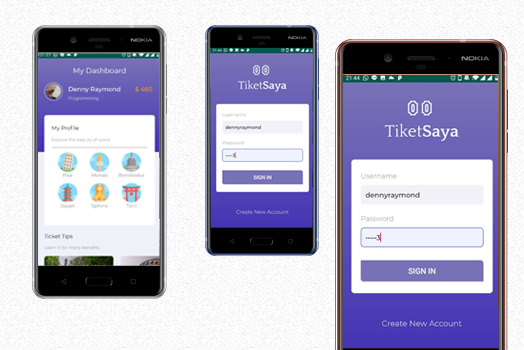 Hasil karya projek MyTicketApp belajar design dan code di BuildWithAngga