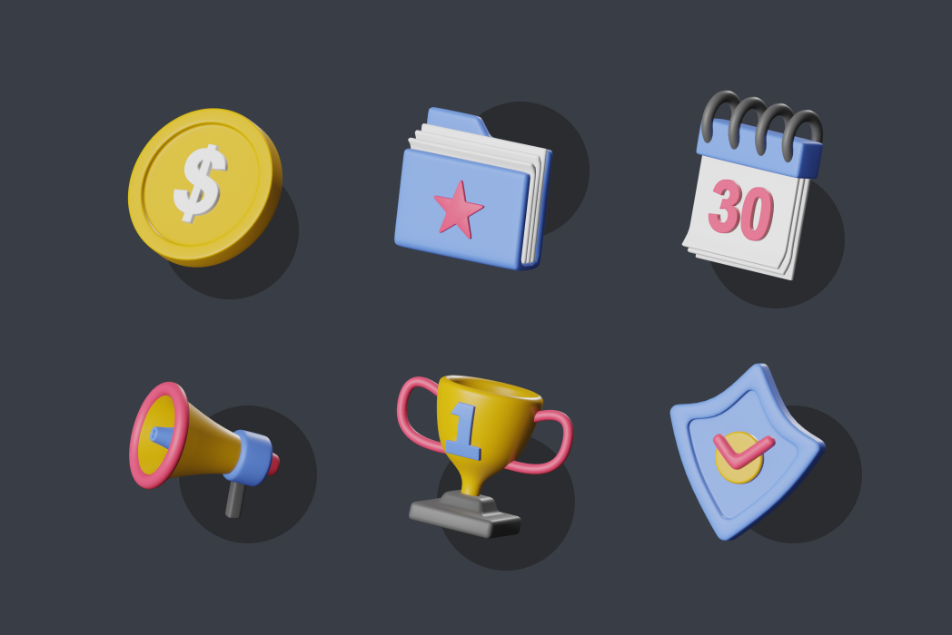 Hasil karya Business 3D Icons belajar di BuildWithAngga