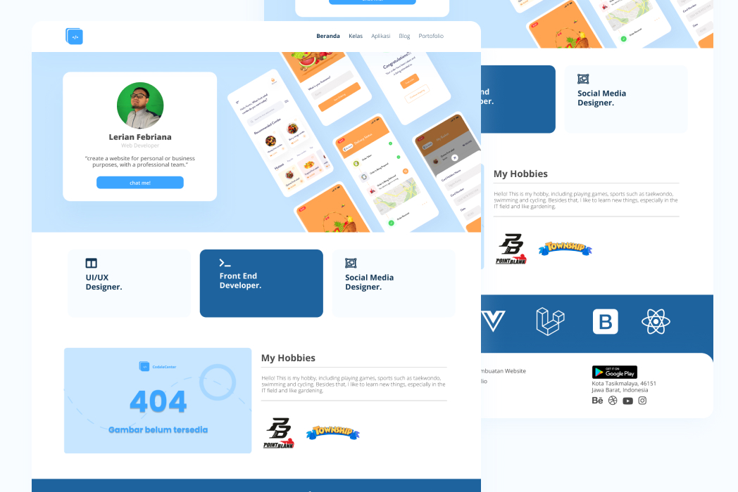 Hasil karya Personal Website di BuildWithAngga