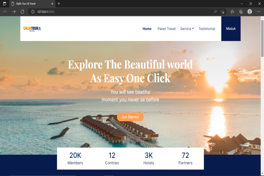 Hasil karya Web Travel Agency belajar di BuildWithAngga