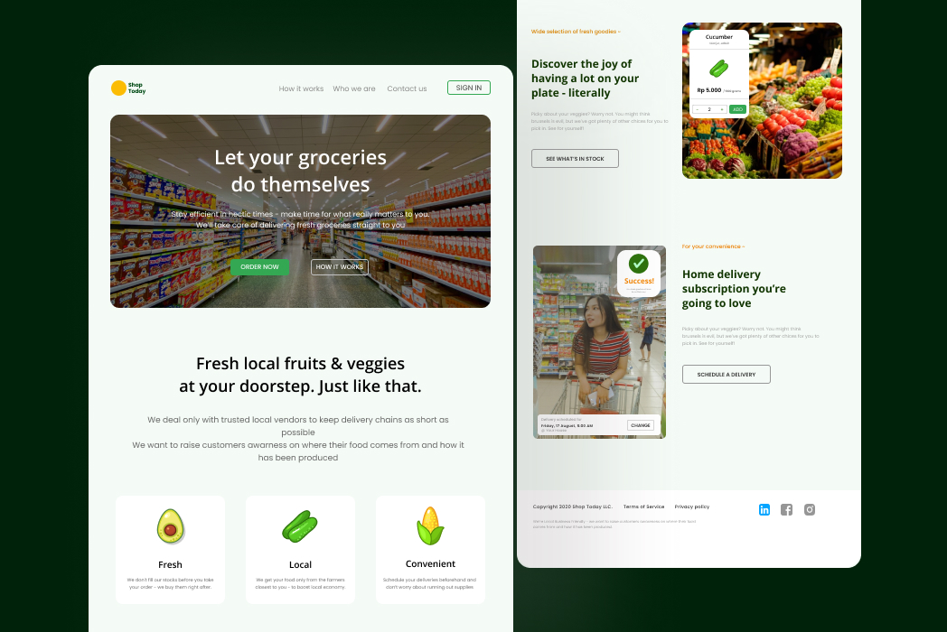 Hasil karya Groceries Landing Page belajar di BuildWithAngga