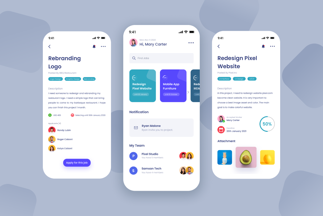 Hasil karya Apps for Freelancer (UI/UX) di BuildWithAngga