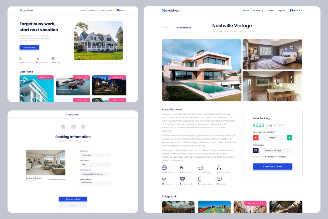 Hasil karya Staycation - Website booking belajar di BuildWithAngga