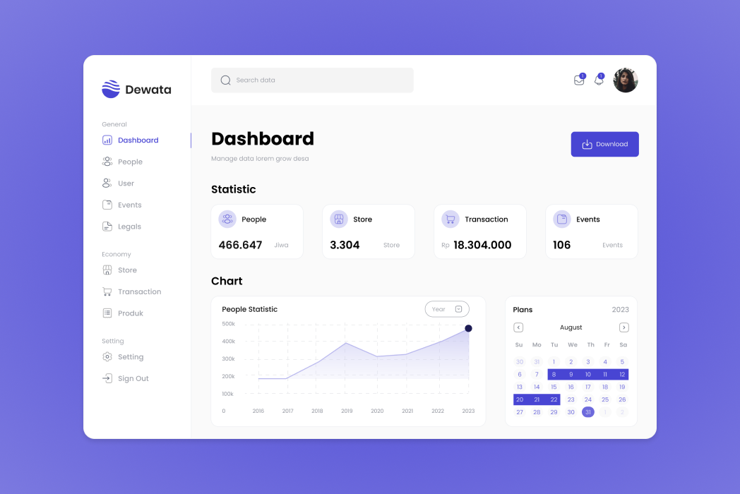 Hasil karya Dashboard Desa Digital belajar di BuildWithAngga