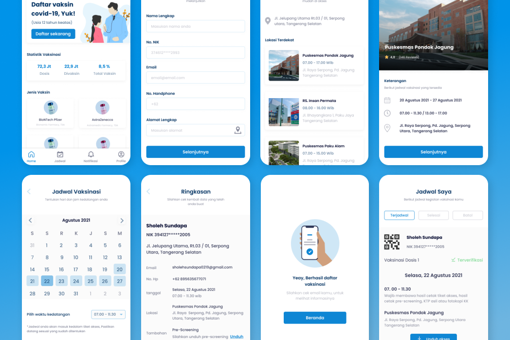 Hasil karya projek Kita Vaksin App Design belajar design dan code di BuildWithAngga