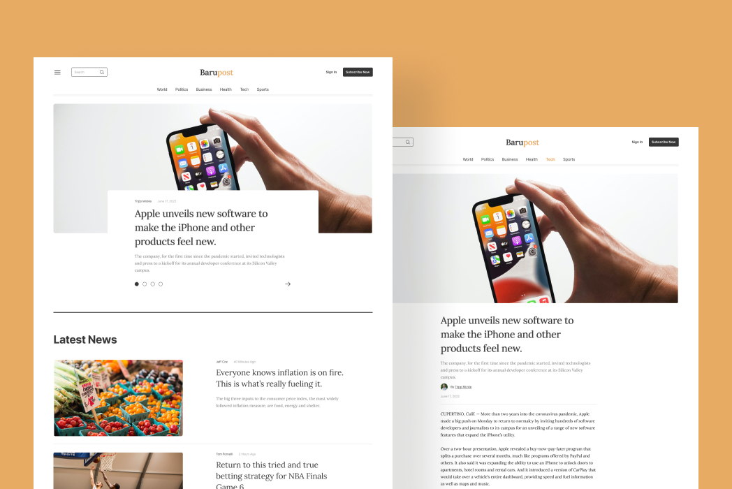 Hasil karya Barupost - News Web Landing Page di BuildWithAngga