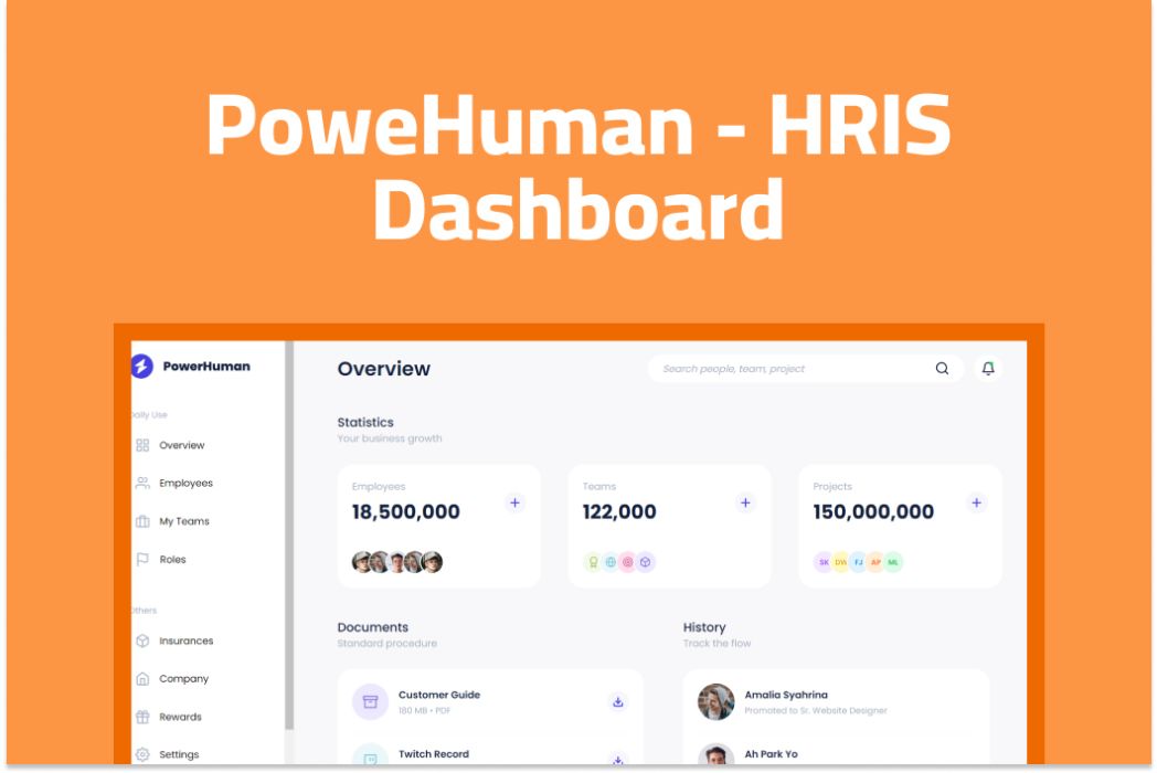 Hasil karya projek PowerHuman HRIS - Dashboard belajar design dan code di BuildWithAngga