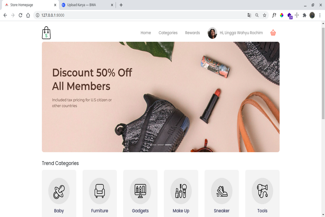 Hasil karya Marketplace Laravel di BuildWithAngga