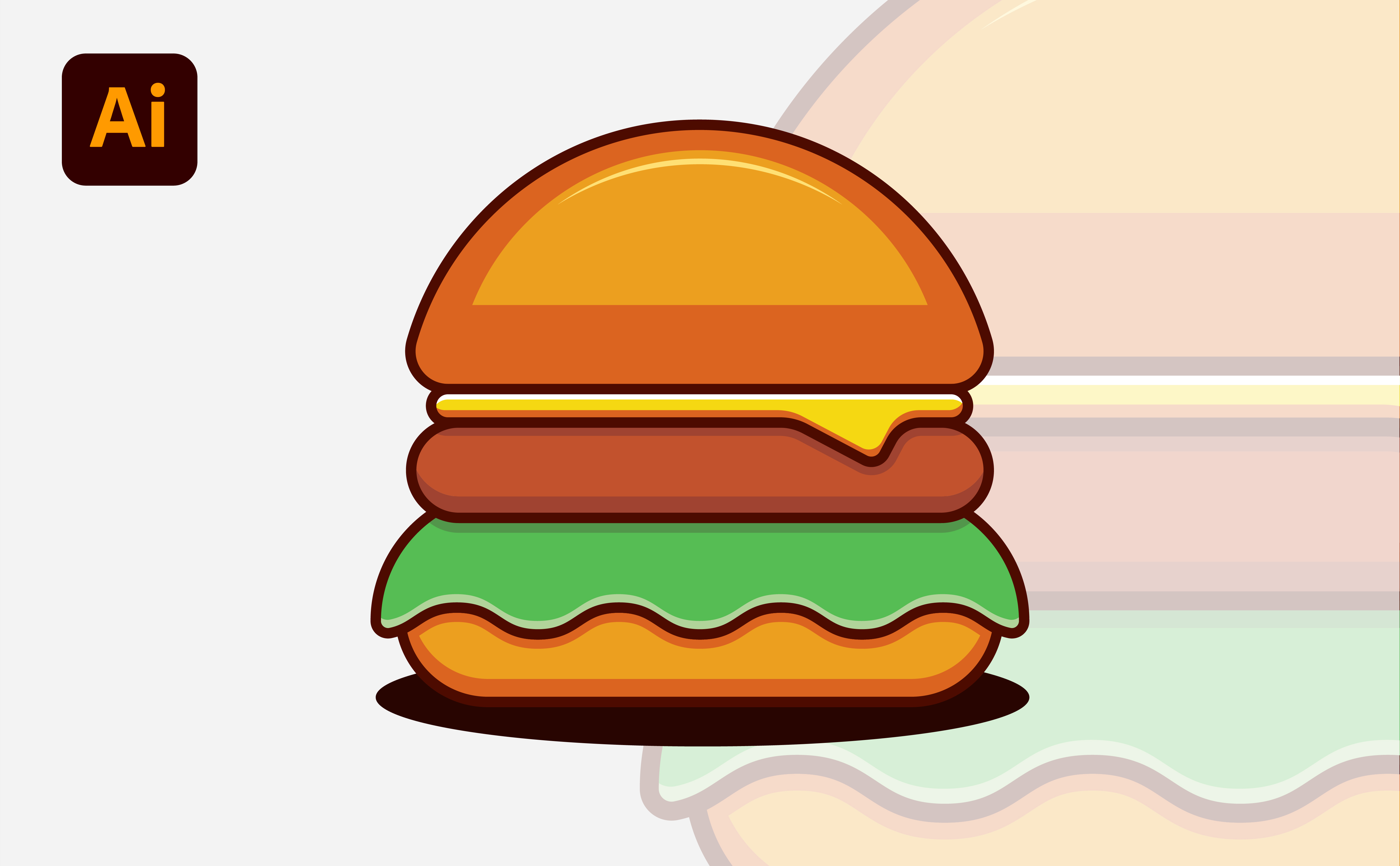Kelas Membuat Design Burger dengan Illustrator di BuildWithAngga