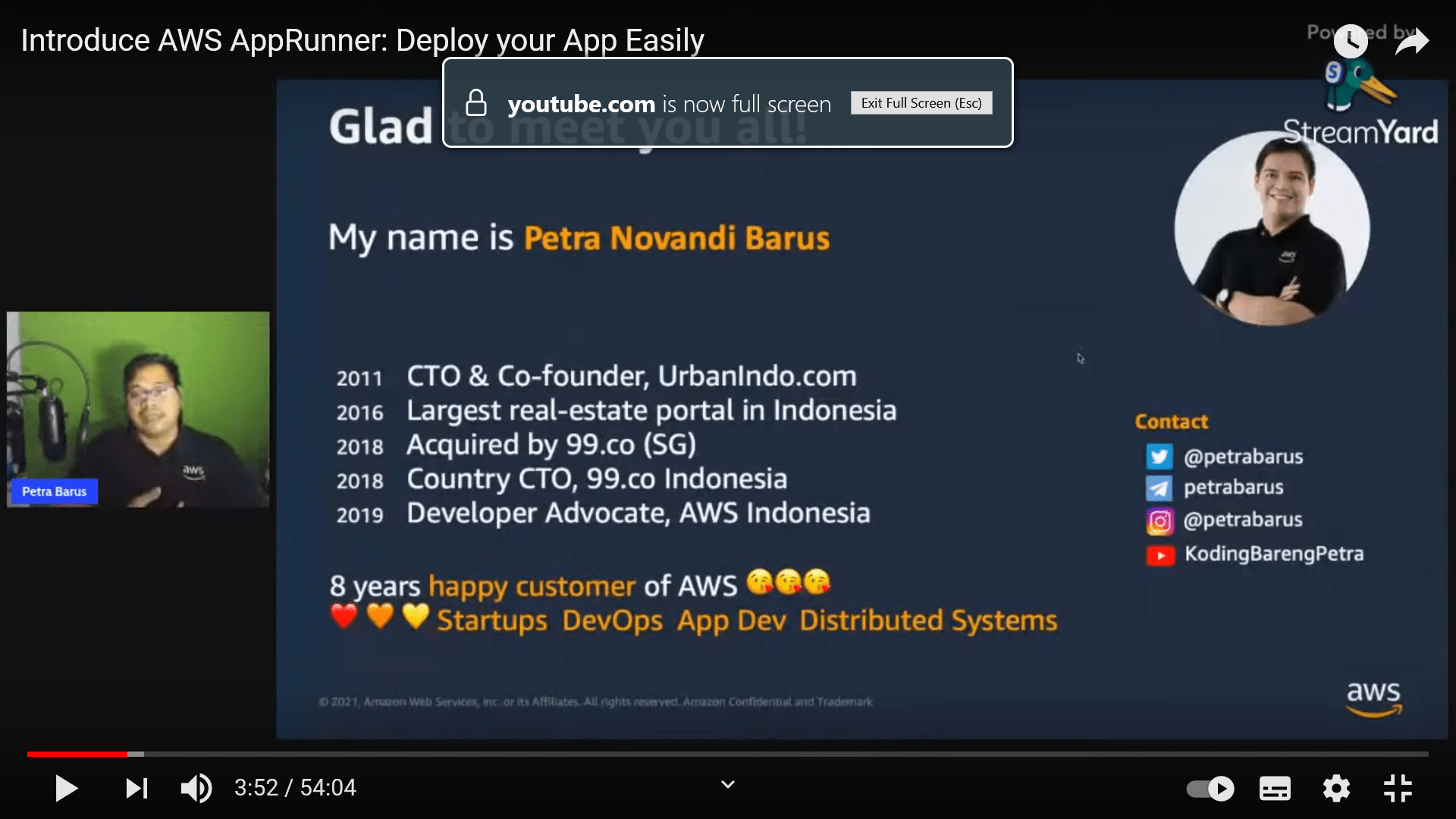 Webinar Introduce AWS AppRunner: Deploy your App Easily di BuildWith Angga